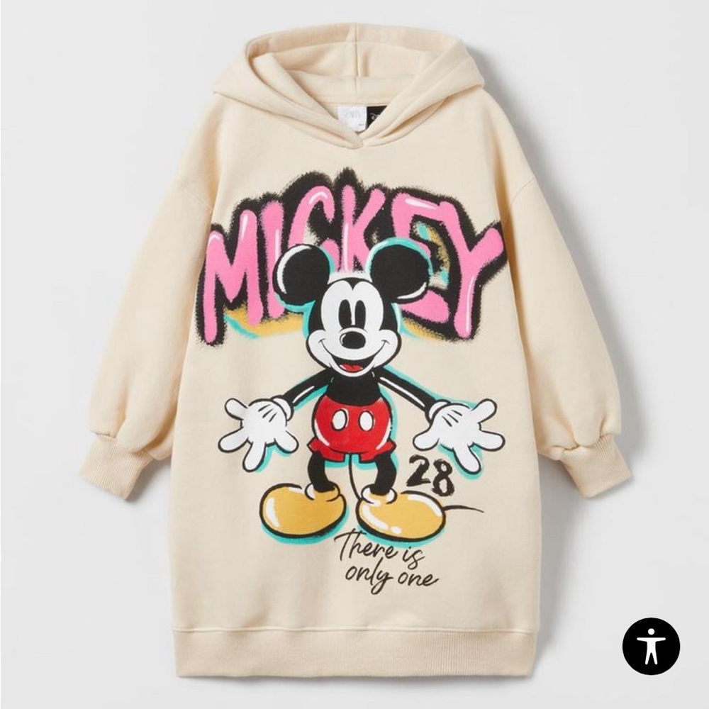 Zara Disney Mickey Mouse Hoodie Dress Size 13-14